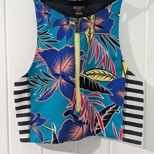 Roxy Tropical Floral Zip-Up Swim Top